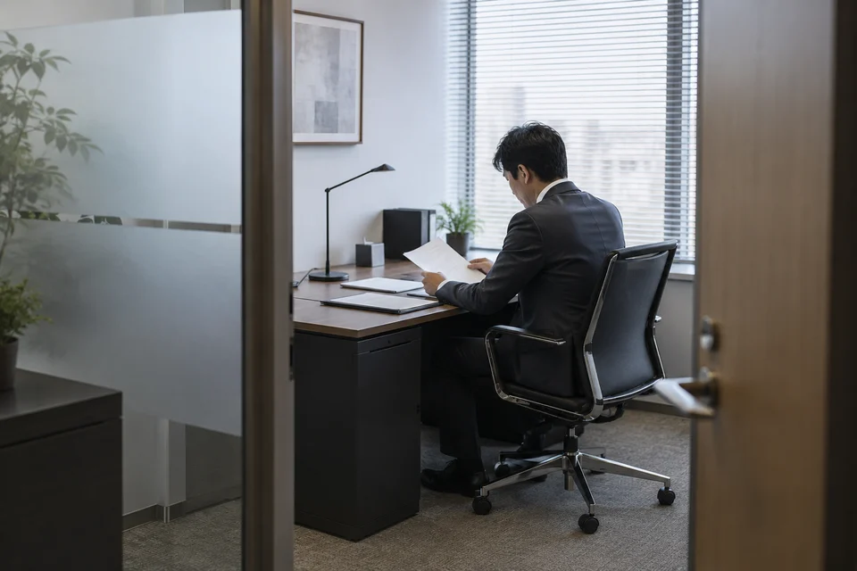 プライバシーに配慮した個室で書類を確認するイメージ